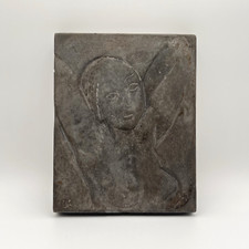 Signiertes vintage Stein Portrait Gemälde Bild Frau Akt Abstrakt Kunst Bildhauer