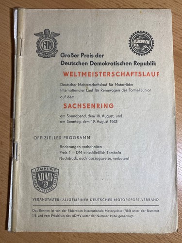 Rennprogramm sachsenring 1962 - rennprogramm,