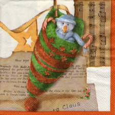 3 Servietten ~ Weihnachten, Wintermütze, Schneemann, Noten, Süßigkeiten ~ 33x33