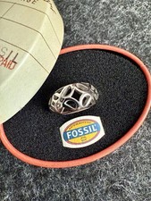 Fossil imposanter Signature Ring tolles Muster Steel Gr. 6.5 / 16,9 mm / 53