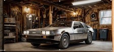 De Lorean 180x360 Poster/Banner Kultwagen Edelstahl Zurück In Die Zukunft 8049