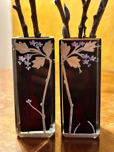 2er set jugendstil glasvasen - 2er,