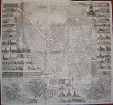 Die Königliche Residenz Berlin 1757 Karte Plan Stadtplan Kupferstich Graphik RP