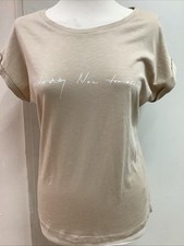 Hallhuber T-Shirt Damen Shirt Tunika Top  Oberteil Baumwolle Beige S Neu