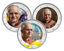2 Euro Papst Leo XIV. im Vatikan coloriert, mit Farbe ***new Pope***