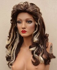  Perücke für Schaufensterpuppe Locken braun blond Haarteil Haarnetz Langhaar