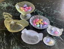 Vintage Pressglas Huhn Eiernest Ostern