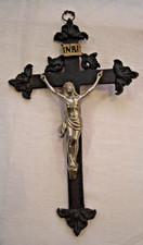 Wandkreuz Hängekreuz Kreuz Kruzifix 24 X 14 cm Eisen - Guss Korpus silberfarben