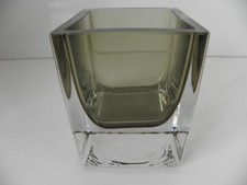 Eckige Vase Gral Glas Blockvase  dorit Überfangen dicker Boden