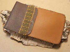 Mittelalter Handytasche Mobiltelefon Leder Brettchenborte Druckknopf handmade