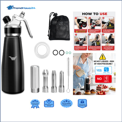 Sahnespender 500ml schwarz mit - sahnespender,