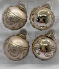 WEIHNACHTEN - Christbaum-Kugeln - beige - echt Glas - 4  Stück