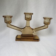 Val St. Lambert Belgique Glas Kerzenständer Art Deco 3-armig gemarkt RAR!