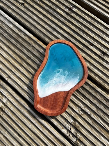 Holzschale mit resin - holzschale, ocean