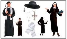 Nonne Priester Herren Damen Kostüm Pater Pfarrer Oberin Partnerkostüm S - 3XL