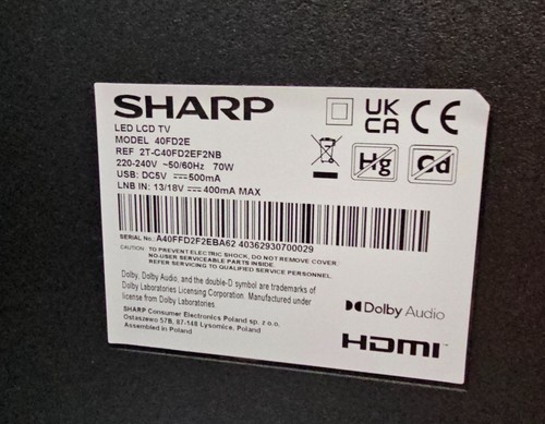 Fernseher sharp 40fd2e zoll - 40fd2e,