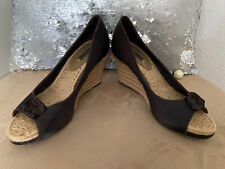 Zara Damen Satin Peeptoes Schuhe Pumps Wedges Keilabsatz Braun Gr. 37