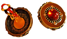 edel Ohr Clips bronze braun bernstein Strass Emaille Ohrclips ModeSchmuck NEU