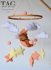 Filz babybett teddybär mobile - filz,