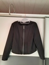 Zeitloser schwarzer Kurzblazer*Kurz-Jacke*RV, ohne Kragen*Gr. S/M 36/38