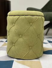 Hocker YAPAK Polsterhocker mit Stoffbezug in Grün und Knopfheftung mit Stauraum