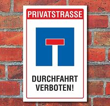 Schild Privatstraße Sackgasse Durchfahrt verboten Privatweg 3mm Alu-Verbund