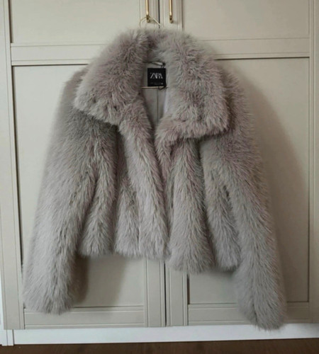 Zara damen kunstfelljacke grau - damen,