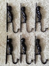 6 Kleiderhaken Manneken Pis, originelle Eisenhaken für Garderobe, schwarz, top