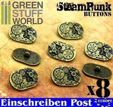 8x Oval Knöpfe Steampunk Stil