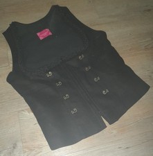 Original KRÜGER Dirndlmieder Trachtenmieder Mieder Leinen Gr.40 Schwarz m Strass