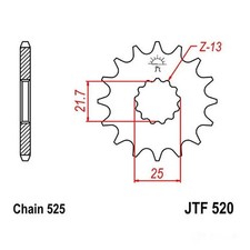 Ritzel 14-Zähne 525-Teilung