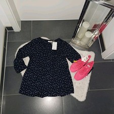 Neu blusenshirt S M 36 38 40 Dunkelblau weiß Punkte esprit by gina viskose Top