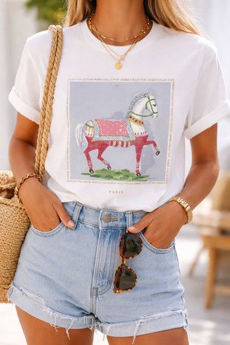 Shirt weiß mit pferde print - t-shirt,