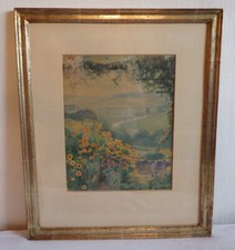 Rudolf Sieck Aquarell Garten mit Blick ins Tal um 1935 (89762)