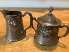 KAYSER JUGENDSTIL Sahne-Set für Milch+Zucker versilbert KAYSER-MARKE 1900-1910