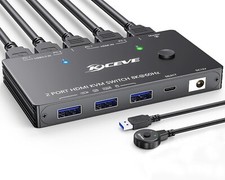 AOOCOO KVM Switch 1 Monitor 2 Computer 8K60Hz HDMI mit USB 3.0 & Steuerbox