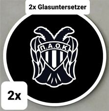 2x Paok Thessaloniki Slikon Glas Untersetzer Greece Europa Champions League NEU 