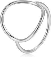 Damen Silber Vermeil offener Kreis Ring in Sterlingsilber Bandgröße 5-10