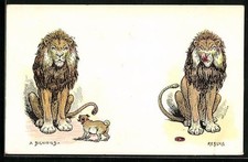 AK Löwe und bellender kleiner