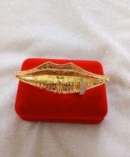 Großer Gold Lippen Design Doppelring inspiriert Schiaparelli