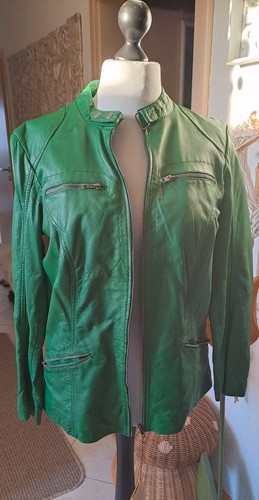 Damen leder jacke - jacke, grün