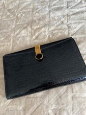 Tasche Clutch Abendtasche Kunstleder schwarz gold 20,5x12x1,5 cm