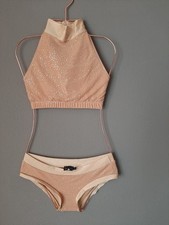 Wunderschönes pole dance outfit RAD Set Hautfarben Beige Strass M ?