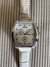 Dolce&Gabbana D&G Herren Uhr Armanduhr Lederarmband Weiß