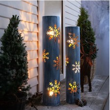 Windlicht Säulen "Schneeflocke" 2er Set