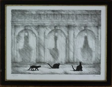 Prof. Paul Flora "Drei Katzen in Venedig, 1999