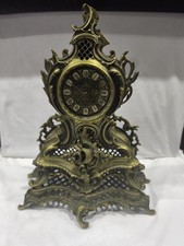 Große Messing Kaminuhr Barock Stil 36 cm Quarzwerk funktionsfähig Vintage