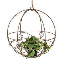 Metall Blumen Hänge Ampel Rost Kugel - 36cm - Garten Deko Pflanz Topf Zink Eimer