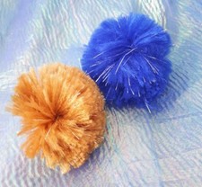 5er Set Pompons zT m. Silberfaden 8cm Pompon Bommel Bommeln Clown Kostüm Basteln