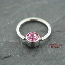 TITAN Lippenbändchen CZ Kristall ROSA Piercing Tragus